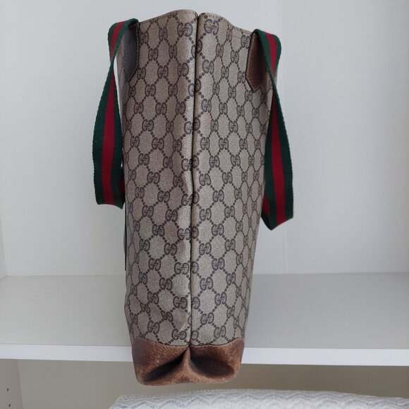 Gucci Web Tan Monogram Canvas Sherry Line GG Tote Bag - Picture 12 of 16